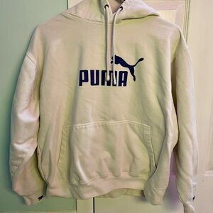 Puma Cream Hoodie With Navy Blue Cat